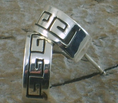Native American Earrings - Half Hoop Maze Overlay